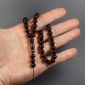 Musulmoniškas rožančius - tasbih iš natūralaus Baltijos gintaro – 33 karoliukai - Image 4