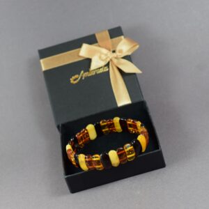 Nuostabi įvairiaspalvė gintarinė apyrankė 19 cm - Image 3