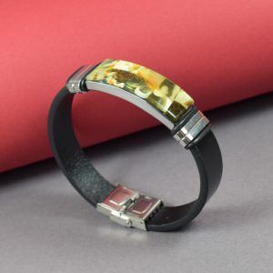 Odinė apyrankė su gintaro mozaika „Modern Amber“ - Image 1