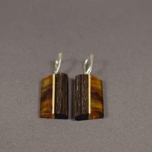 Elegantiški gintariniai auskarai derinti su egzotiniu medžiu wenge - Image 3