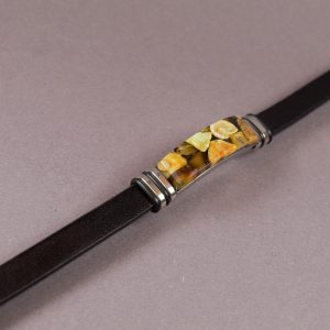 Amberada odinė apyrankė su gintaro mozaika – modernus natūralus papuošalas - Image 3