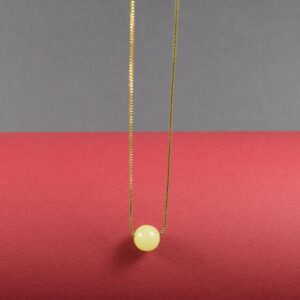 Gintarinis pakabukas „Pieno Lašas“ su paauksuota minimalistine grandinėle ✨ - Image 1