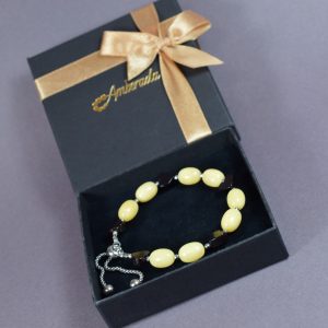 💛 Gintarinė apyrankė su širdelėmis ir reguliuojamu užsegimu - Image 3