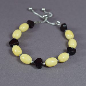 💛 Gintarinė apyrankė su širdelėmis ir reguliuojamu užsegimu - Image 2