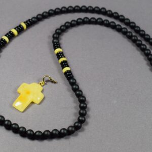 Gintarinis Kryželis Pakabukas su gintariniu vėriniu – Išskirtinis Papuošalas ✝️ - Image 4
