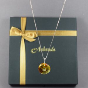 Gintarinis pakabukas tipo Donut su sidabrine grandinėle ✨ - Image 4