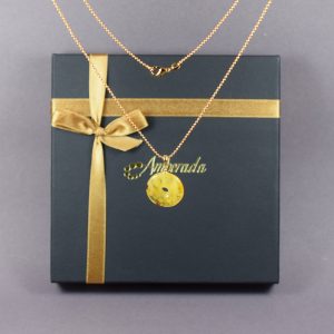 Gintarinis pakabukas tipo Donut su paauksuota grandinėle ✨ - Image 3