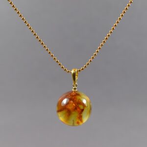 Elegantiškas gintarinis pakabukas su paauksuota grandinėle ✨ - Image 6