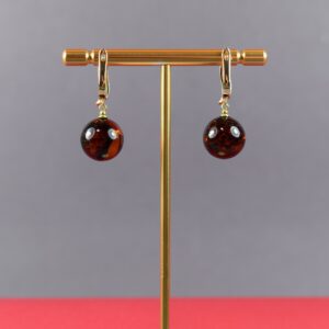 Gintaro auskarai su paauksuotomis detalėmis „Vyšninė elegancija“ - Image 5