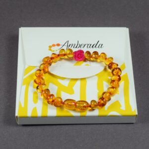 Gintarinė apyrankė vaikams su rožele - Image 5
