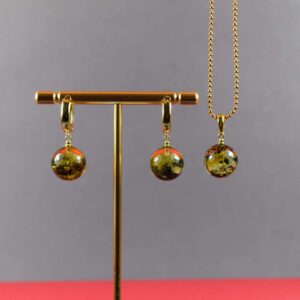 Gintarinių auskarų ir pakabuko komplektas su paauksuotomis detalėmis ✨ - Image 3