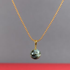 Gintarinis pakabukas su paauksuota grandinėle - rutuliukas - Image 2