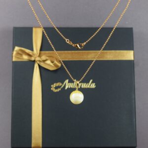 Gintarinis pakabukas su paauksuota grandinėle - rutuliukas - Image 3
