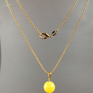 Geltonas gintarinis pakabukas ant paauksuotos grandinėlės ✨ - Image 3