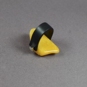 Natūralaus Baltijos gintaro žiedas su kaučiuku - Image 3