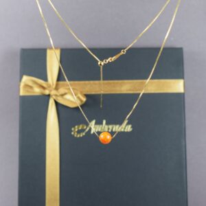 Minimalistinis gintarinis pakabukas „Amber Sphere“ su reguliuojama paauksuota grandinėle ✨ - Image 5