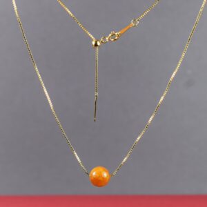 Minimalistinis gintarinis pakabukas „Amber Sphere“ su reguliuojama paauksuota grandinėle ✨ - Image 4