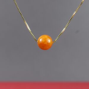 Minimalistinis gintarinis pakabukas „Amber Sphere“ su reguliuojama paauksuota grandinėle ✨ - Image 3