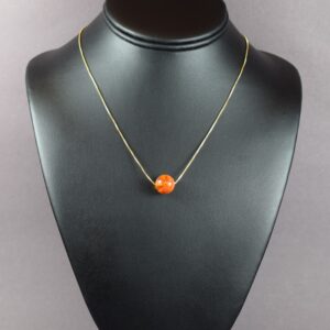 Minimalistinis gintarinis pakabukas „Amber Sphere“ su reguliuojama paauksuota grandinėle ✨ - Image 3