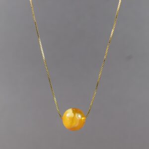 Minimalistinis gintarinis pakabukas su reguliuojama paauksuota grandinėle ✨ - Image 4
