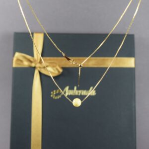 Minimalistinis gintarinis pakabukas „Amber Sphere“ su reguliuojama paauksuota grandinėle ✨ - Image 4