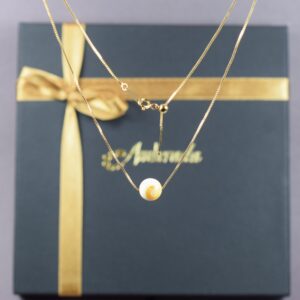 Minimalistinis gintarinis pakabukas „Amber Sphere“ su reguliuojama paauksuota grandinėle ✨ - Image 3