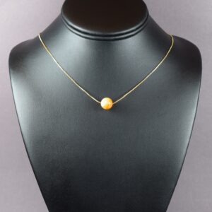 Minimalistinis gintarinis pakabukas su reguliuojama paauksuota grandinėle ✨ - Image 3