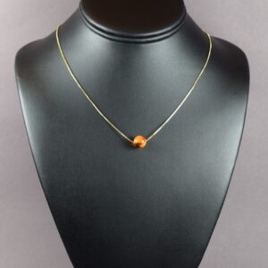 Minimalistinis gintarinis pakabukas „Amber Sphere“ su reguliuojama paauksuota grandinėle ✨ - Image 3