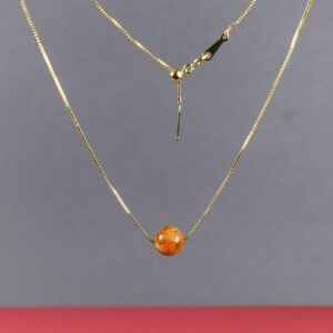 Minimalistinis gintarinis pakabukas „Amber Sphere“ su reguliuojama paauksuota grandinėle ✨ - Image 2