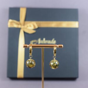 Gintariniai auskarai su paauksuotais žiedais „Klasikinė sfera“ ✨ - Image 3